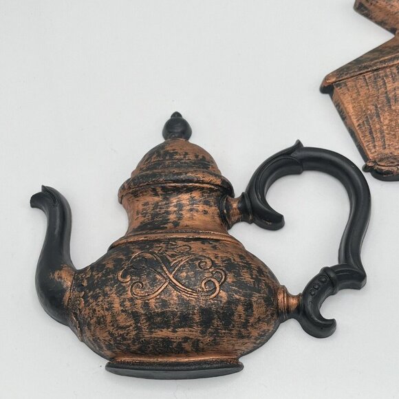 Vintage 70s HOMCO Dart Coppercraft Guild Kitchen Wall Plaques Kettle Coffee Set - Picture 6 of 6